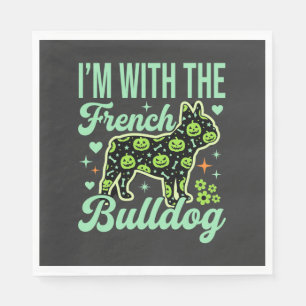 Franse Bulldog Halloween Pompoen Patroon Ontwerp Servet