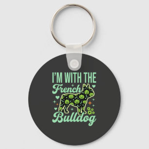 Franse Bulldog Halloween Pompoen Patroon Ontwerp Sleutelhanger