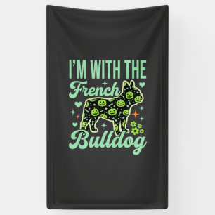 Franse Bulldog Halloween Pompoen Patroon Ontwerp Spandoek