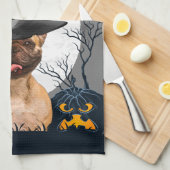 Franse Bulldog Halloween Pumpkin Patch Theedoek (Quarter Fold)