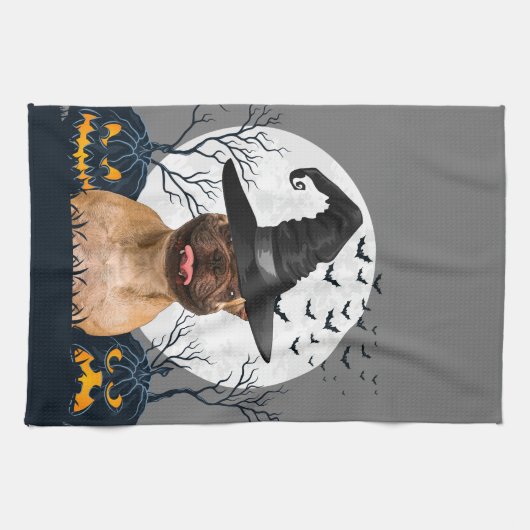 Franse Bulldog Halloween Pumpkin Patch Theedoek (Horizontaal)