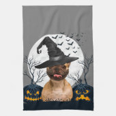 Franse Bulldog Halloween Pumpkin Patch Theedoek (Verticaal)