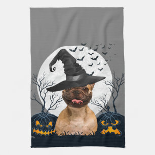 Franse Bulldog Halloween Pumpkin Patch Theedoek