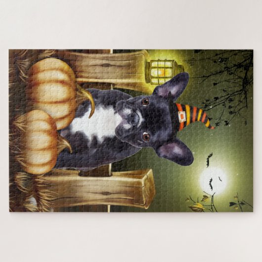 Franse Bulldog Halloween puzzel (Horizontaal)