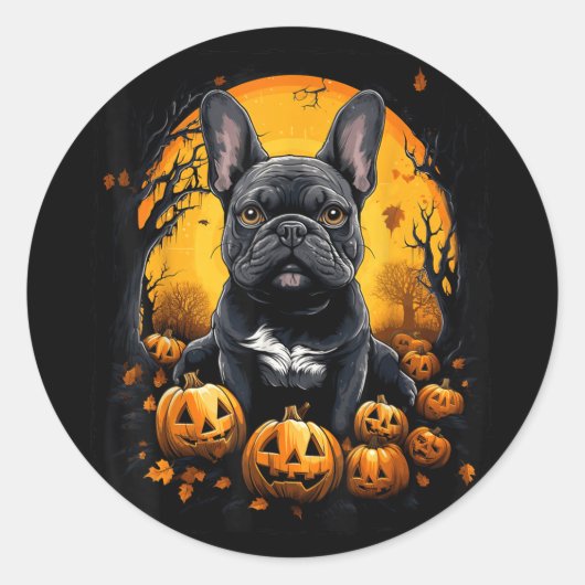 Franse Bulldog Halloween Ronde Sticker (Voorkant)