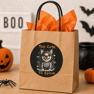 Franse Bulldog Halloween Schattig Skelet Ronde Sticker