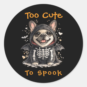 Franse Bulldog Halloween Schattig Skelet Ronde Sticker