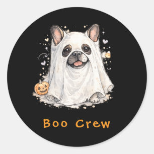 Franse Bulldog Halloween Schattig Spook Boo Crew Ronde Sticker
