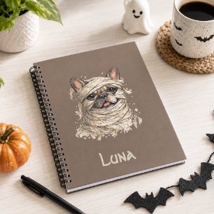 Franse Bulldog Halloween Schattige Mummie Notitieboek