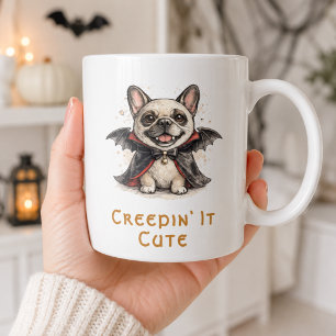 Franse Bulldog Halloween Schattige Vampier Vleermu Koffiemok