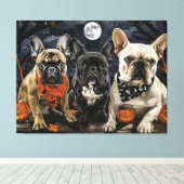 Franse Bulldog Halloween Spoken Canvas Afdruk (Insitu (Houten vloer))