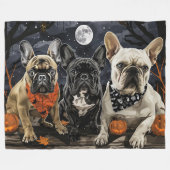 Franse Bulldog Halloween Spoken Fleece Deken (Voorkant (Horizontaal))
