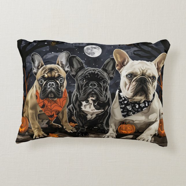 Franse Bulldog Halloween Spooky Accent Kussen (Achterkant)