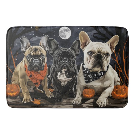 Franse Bulldog Halloween Spooky Badmat (Voorkant)