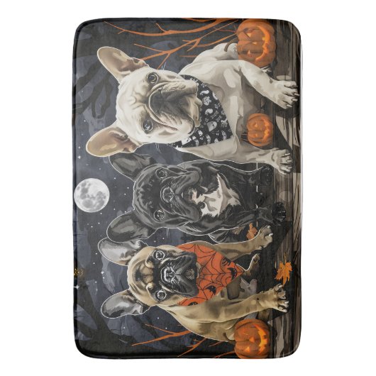 Franse Bulldog Halloween Spooky Badmat (Voorkant Verticaal)