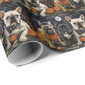 Franse Bulldog Halloween Spooky Cadeaupapier (Rol Hoek)