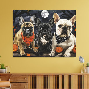 Franse Bulldog Halloween Spooky Canvas Afdruk
