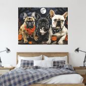 Franse Bulldog Halloween Spooky Canvas Afdruk (Insitu (Slaapkamer))