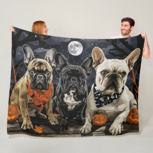 Franse Bulldog Halloween Spooky Fleece Deken