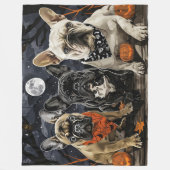 Franse Bulldog Halloween Spooky Fleece Deken (Voorkant)