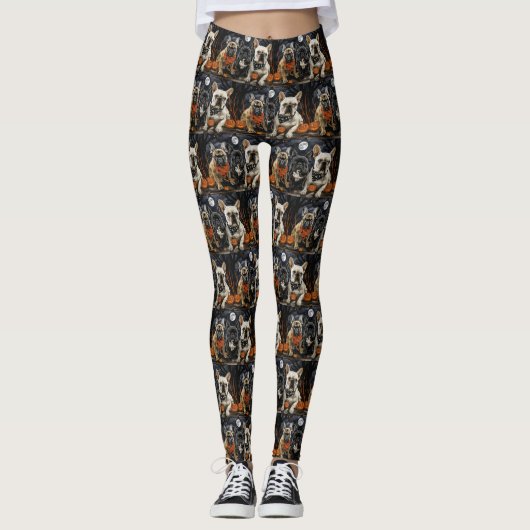Franse Bulldog Halloween Spooky Leggings (Voorkant)