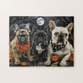 Franse Bulldog Halloween Spooky Legpuzzel (Horizontaal)