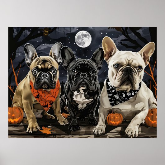 Franse Bulldog Halloween Spooky Poster (Voorkant)