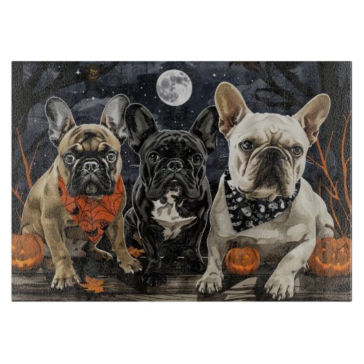 Franse Bulldog Halloween Spooky Snijplank (Voorkant)