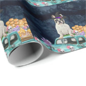 Franse Bulldog Halloween Truck Scary Night Cadeaupapier (Rol Hoek)