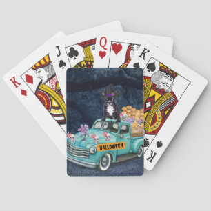 Franse Bulldog Halloween Truck Scary Night Pokerkaarten