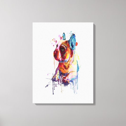 Franse Bulldog Hand Drawing Art Gift Canvas Afdruk (Voorkant)
