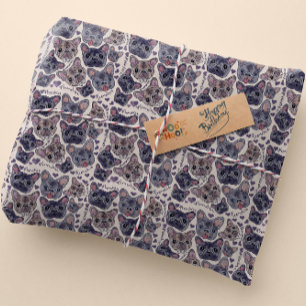 Franse Bulldog Hand-Drawn Cartoon Head Cadeaupapier