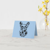 Franse Bulldog Hand getrokken digitale schaduw kun Kaart (Gele Bloem)