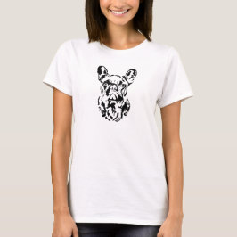 Franse Bulldog Hand getrokken digitale schaduw kun T-shirt