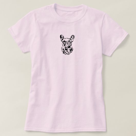 Franse Bulldog Hand getrokken digitale schaduw kun T-shirt (Design voorkant)