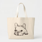 Franse Bulldog Handwriter Illustratietas Grote Grote Tote Bag (Voorkant)