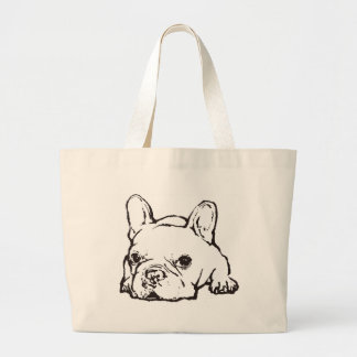 Franse Bulldog Handwriter Illustratietas Grote Grote Tote Bag