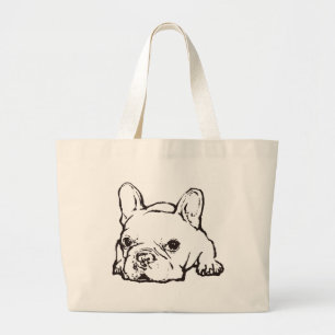 Franse Bulldog Handwriter Illustratietas Grote Tote Bag