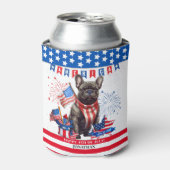 Franse Bulldog Happy 4th van juli Amerika Patriott Blikjeskoeler (Blikje Voorkant)