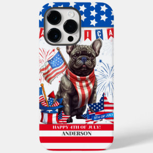 Franse Bulldog Happy 4th van juli Amerika Patriott Case-Mate iPhone 14 Pro Max Hoesje