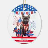 Franse Bulldog Happy 4th van juli Amerika Patriott Keramisch Ornament (Links)
