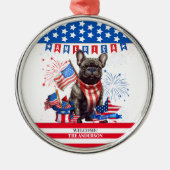 Franse Bulldog Happy 4th van juli Amerika Patriott Metalen Ornament (Voorkant)