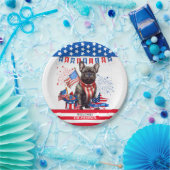 Franse Bulldog Happy 4th van juli Amerika Patriott Papieren Bordje (Feest)