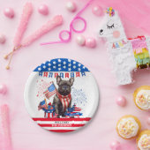 Franse Bulldog Happy 4th van juli Amerika Patriott Papieren Bordje (Feest)