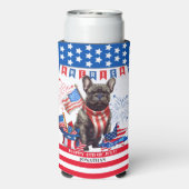 Franse Bulldog Happy 4th van juli Amerika Patriott Seltzer Blikjeskoeler (Seltzer Achterkant)