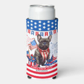 Franse Bulldog Happy 4th van juli Amerika Patriott Seltzer Blikjeskoeler (Seltzer Voorkant)