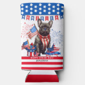 Franse Bulldog Happy 4th van juli Amerika Patriott Seltzer Blikjeskoeler (Achterkant)