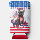 Franse Bulldog Happy 4th van juli Amerika Patriott Seltzer Blikjeskoeler (Voorkant)