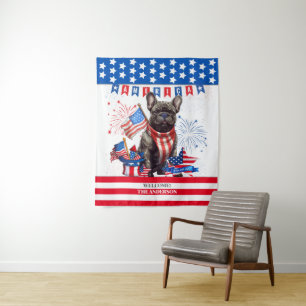Franse Bulldog Happy 4th van juli Amerika Patriott Wandkleed