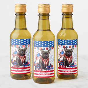 Franse Bulldog Happy 4th van juli Amerika Patriott Wijn Etiket